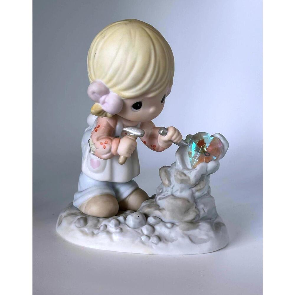 Precious Moments Figurine - Girl carving Gemstone (repaired)